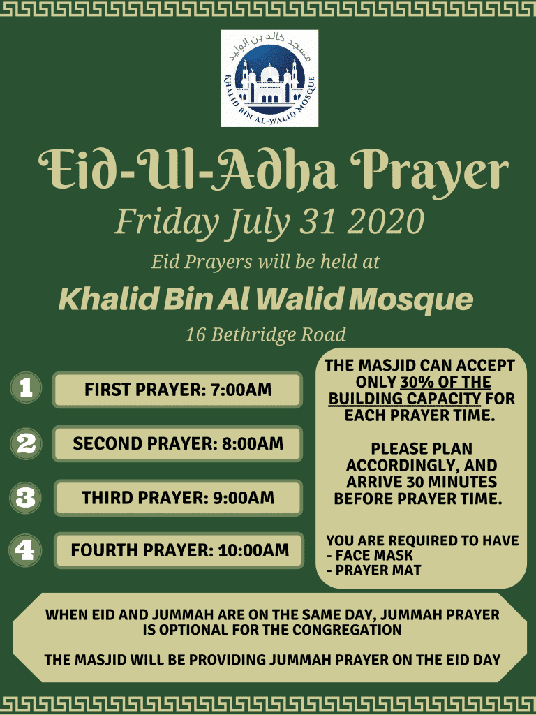 Eid ul Adha 2020 Khalid Bin AlWalid Mosque Toronto
